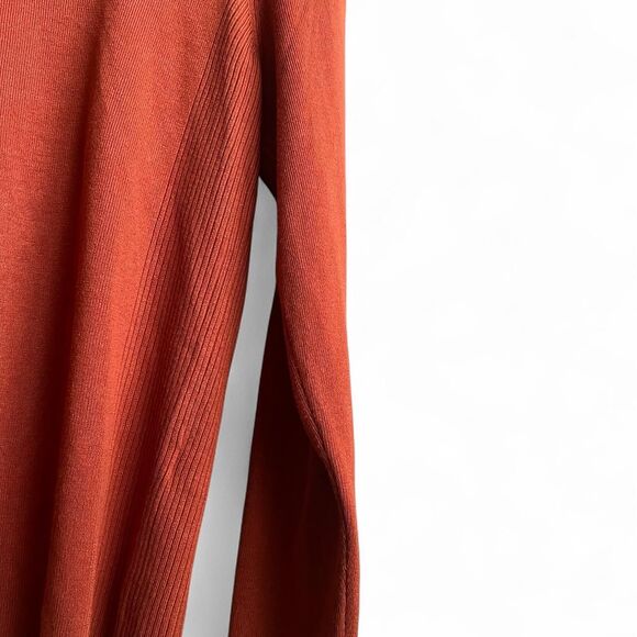 00’s Y2K Chico’s Rich Pumpkin Orange Long Sleeved Turtleneck W/Ribbed Paneling - Picture 4 of 8